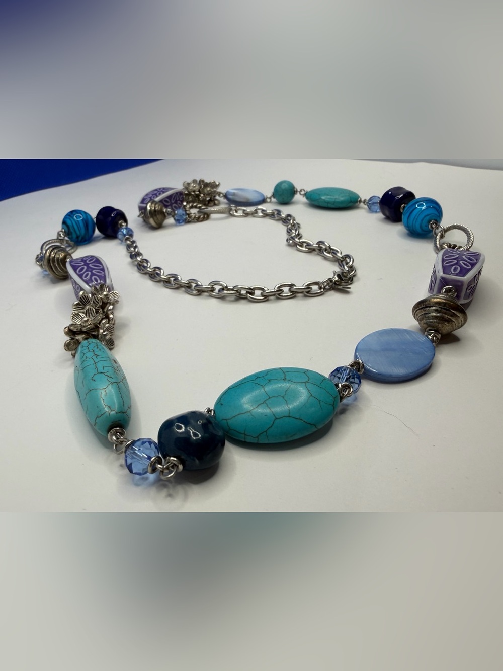 Premier Designs Turquoise & Lavender Statement Beaded Necklace - Picture 7 of 8
